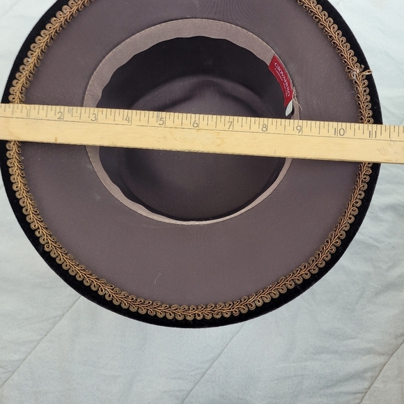 Giovannio Dark Brown Velvet Hat Brim Large Satin Flower Fancy Bucket Coquette OS - Picture 8 of 10